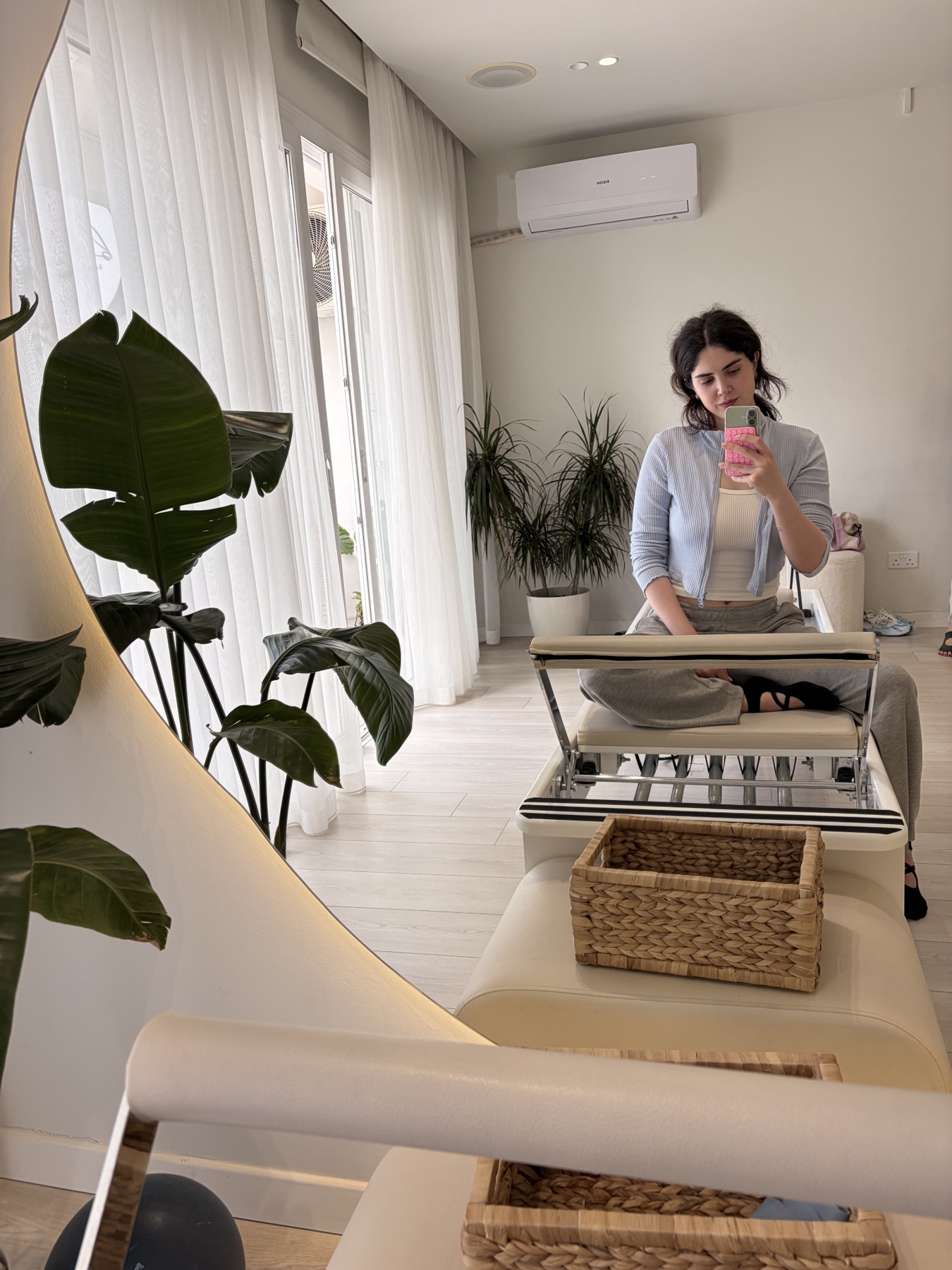 Mia at a Pilates studio